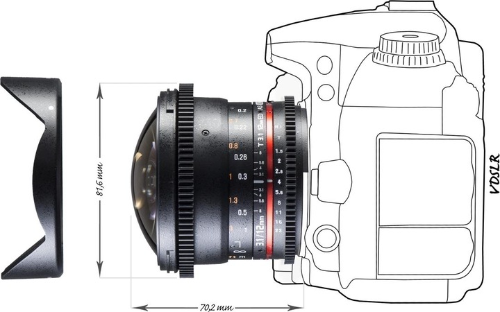 Produktbild Walimex 12/3,1 Fisheye Video DSLR Nikon F (Nikon F, APS-C / DX, Vollformat)