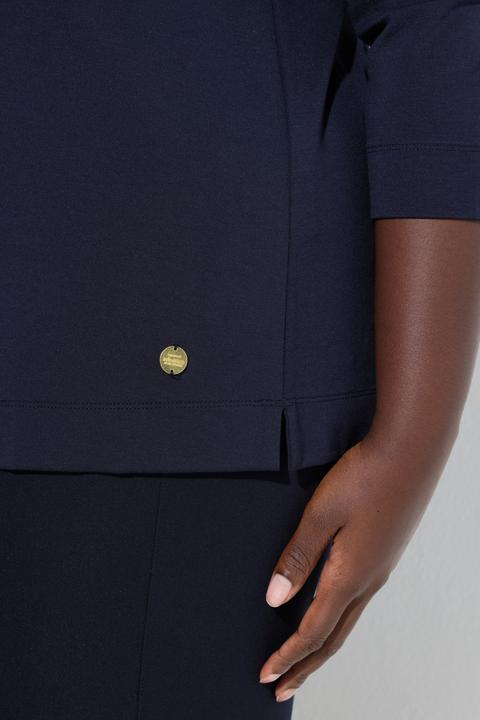 Actual product image Ulla Popken Split Neckline 3/4 Sleeve Tee (54)