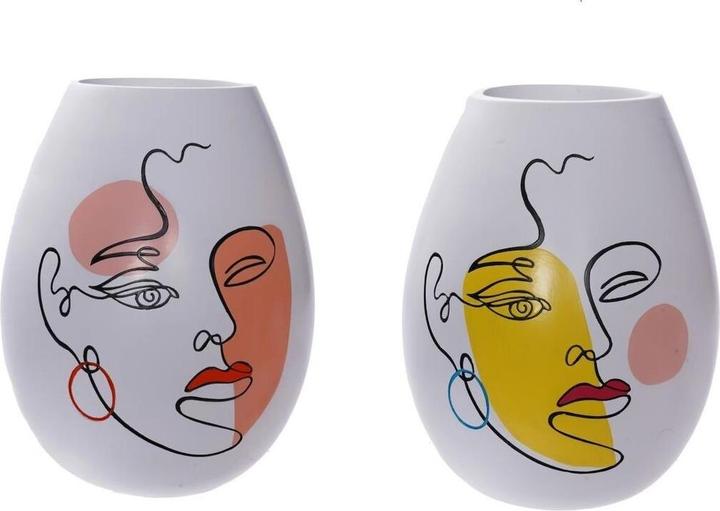 Immagine prodotto DKD Home Decor Vase 22,5 x 22,5 x 29 cm Face White Resin Multicolour (2 Units) (2 x)