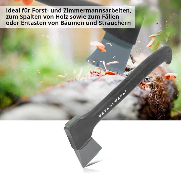Actual product image Stahlwerk Axe set of 3 355/ 445/ 775 mm axe made of carbon steel with fibreglass handle