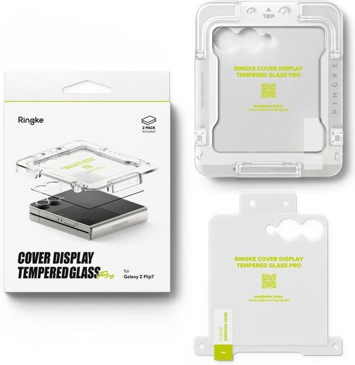 Produktbild Ringke - Cover Display Easy Slide Tempered Glass (2 pack) - Samsung Galaxy Z Flip7 - Clear (2 Stk., Samsung Galaxy Z Flip7)