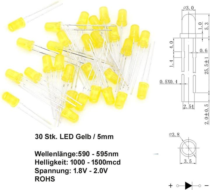 Actual product image OEM 30 pcs. LED yellow 5mm