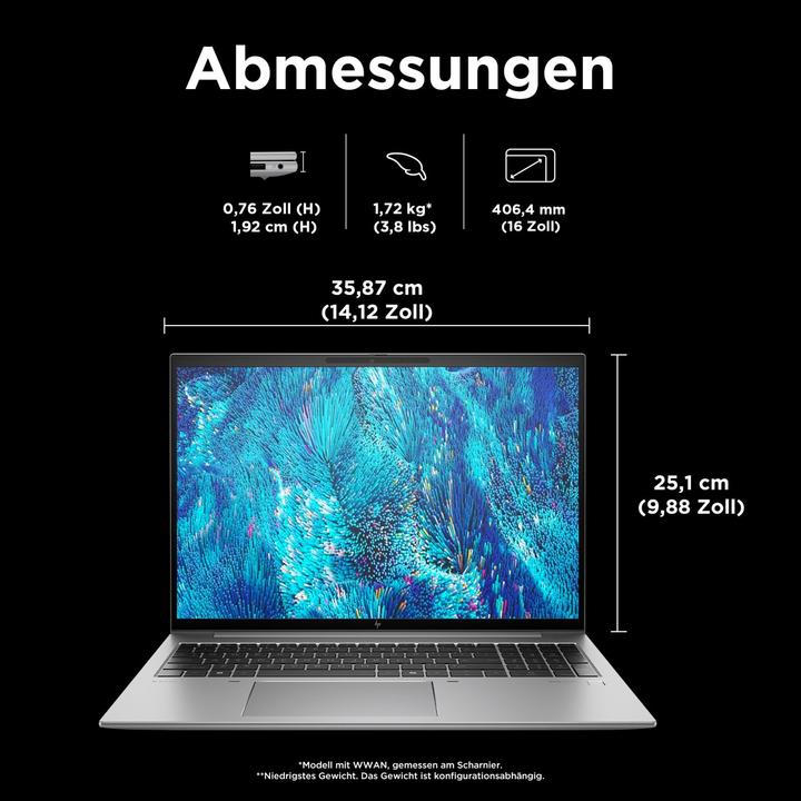 Produktbild HP ZBook Firefly 16 G11 (16", 1000 GB, 32 GB, DE, Intel Core Ultra 7 155H)