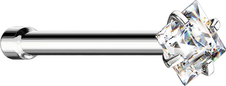 Produktbild Star Piercing Nasenstecker gerade silber quadratischer Kristall silber gefasst (ohne Messing, Chirurgenstahl 316L)