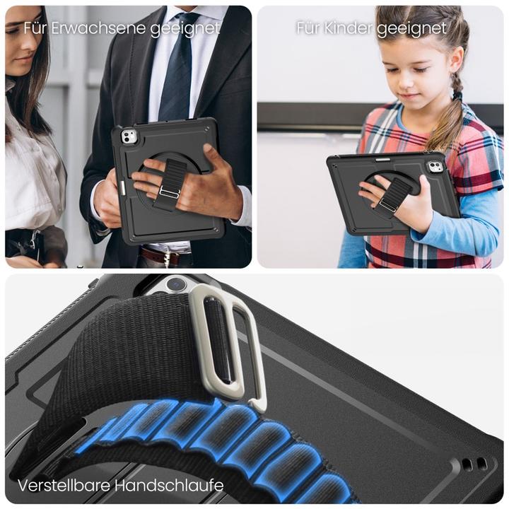 Immagine prodotto RPD iPad Pro 11” 5. Gen. (M4, 2024) - - HEX-S FE, Rugged TPU Case mit Handstrap, schwarz (iPad Pro 11 2024 (5a generazione))