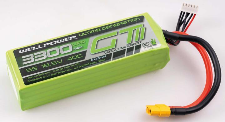 Actual product image Wellpower LIPO AKKU ULTIMA GT II 3300 MAH / 18,5 Volt 5S 40/80C CH5/8 XT-60 (18.50 V, 3300 mAh)