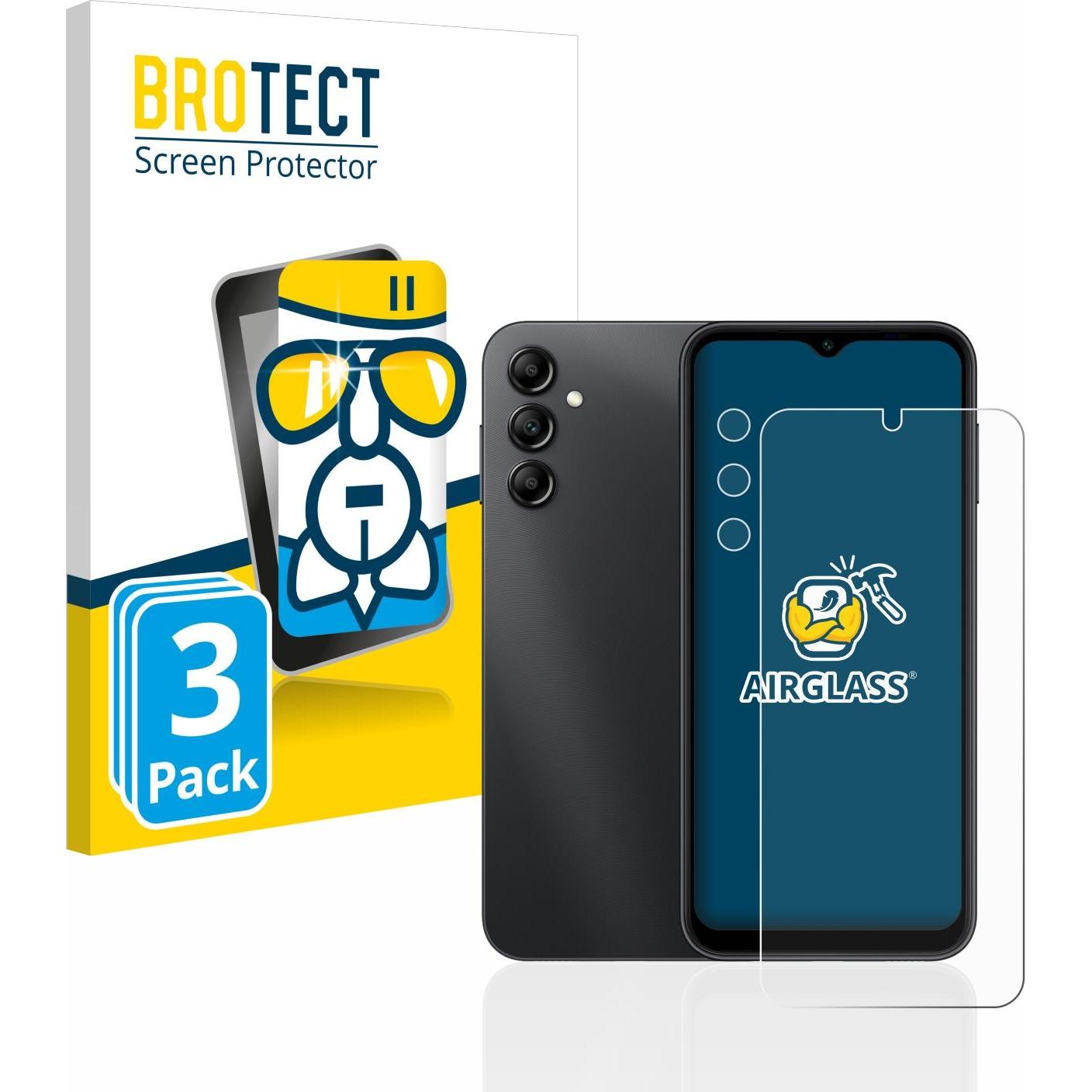 BROTECT AirGlass Panzerglasfolie (3 Stück, Samsung Galaxy A14), Smartphone Schutzfolie, Transparent