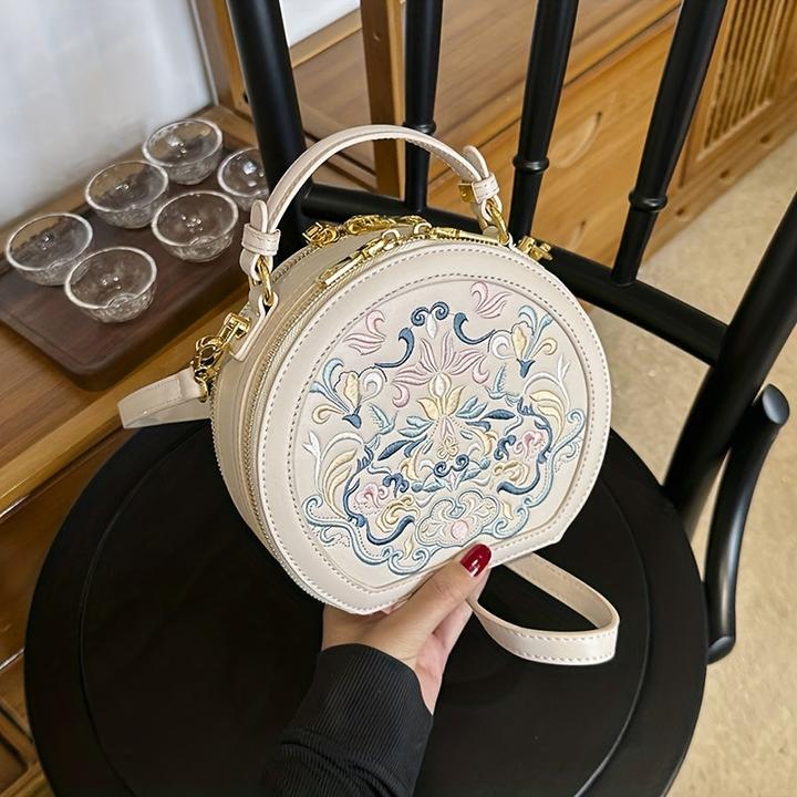Immagine prodotto Only-Bags.Store Elegante borsa a tracolla ricamata con fiori - Borsa a tracolla chic in ecopelle color oro
