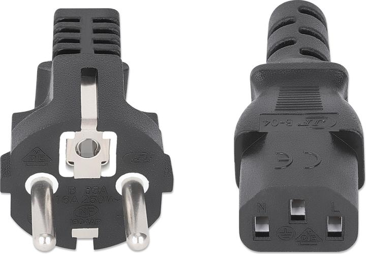 Image du produit Manhattan CAVO ALIMENTAZIONE 5MT SCHUKO ANGOLO 90? BLACK 250VAC 10A (5 m)