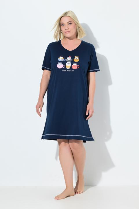 Produktbild Ulla Popken Bigshirt, platzierter Druck, V-Ausschnitt, Halbarm (50, 52)