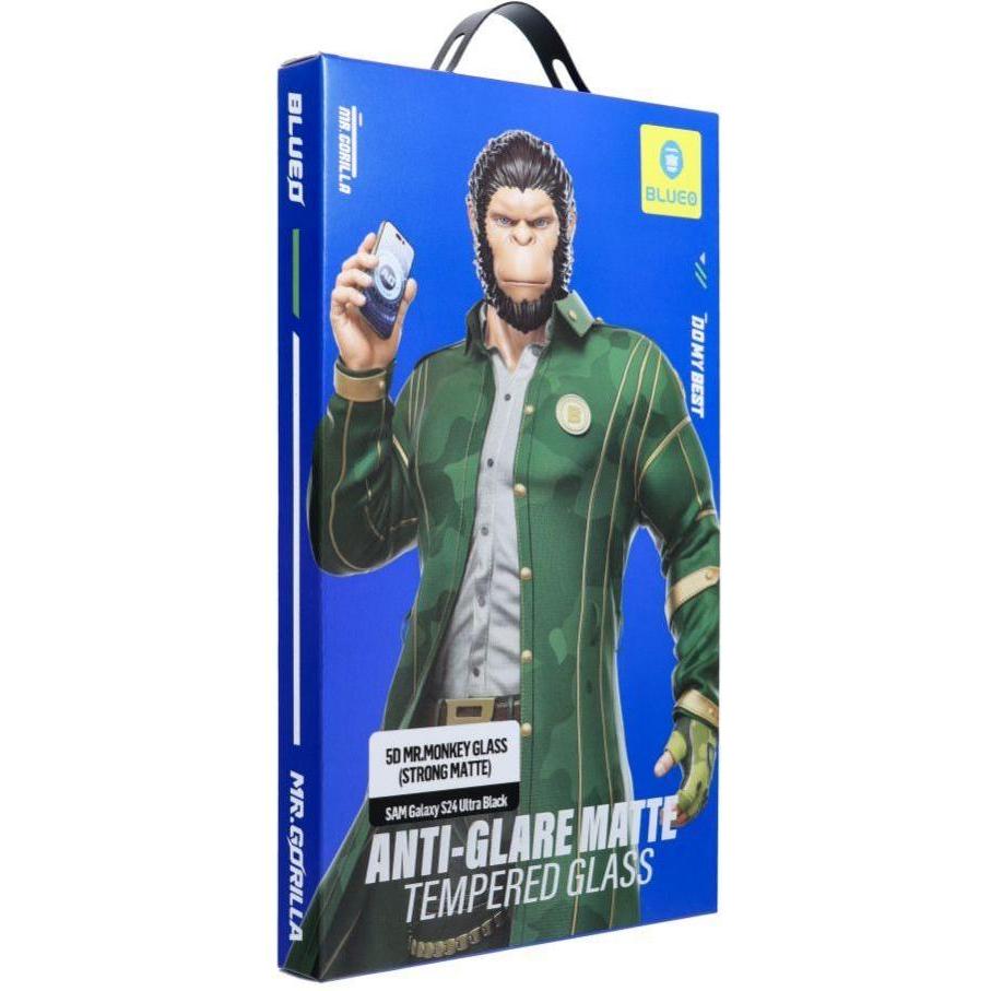 4Kom Protective glass Blueo 5D Mr. Monkey Glass - Samsung Galaxy S24 Ultra black (AG Matte Glass) (1 pz., Samsung Galaxy S24 Ultra), Pellicola protett