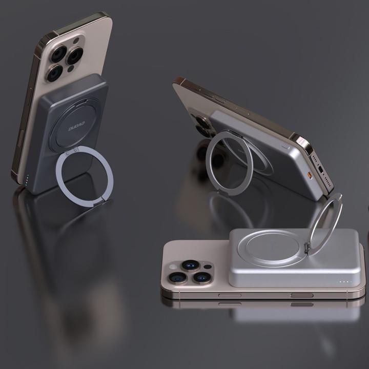 Actual product image Dudao K28 10000mAh PD 22.5W MagSafe Powerbank with Metal Case and Ring Stand - Silver (10000 mAh, 22.50 W)