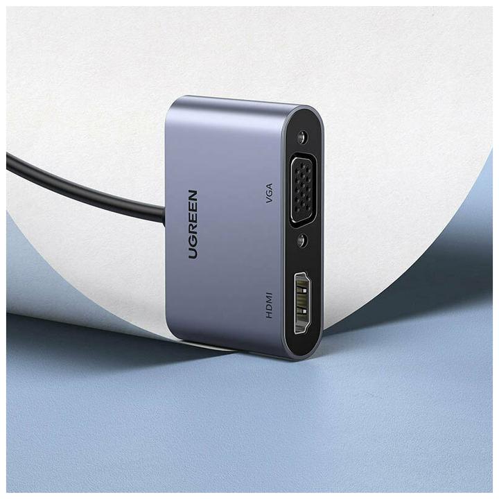 Immagine prodotto Ugreen adattatore convertitore USB - HDMI 1.3 (1920 x 1080@60Hz) + VGA 1.2 (1920 x 1080@60Hz) grigio