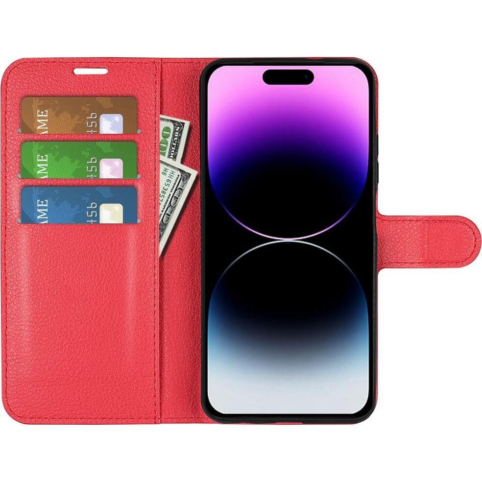 Thumbnail - Cover-Discount iPhone 15 Pro - Leder Etui Hülle rot (Apple iPhone 15 Pro), Smartphone Hülle, Rot