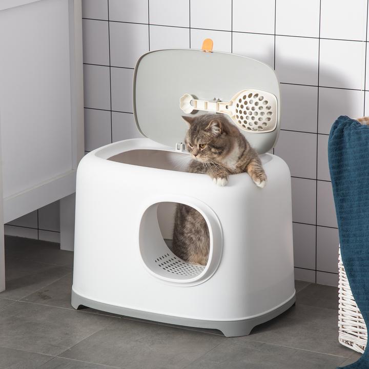 Actual product image PawHut Cat litter tray with compact design (Cat litter box closed)
