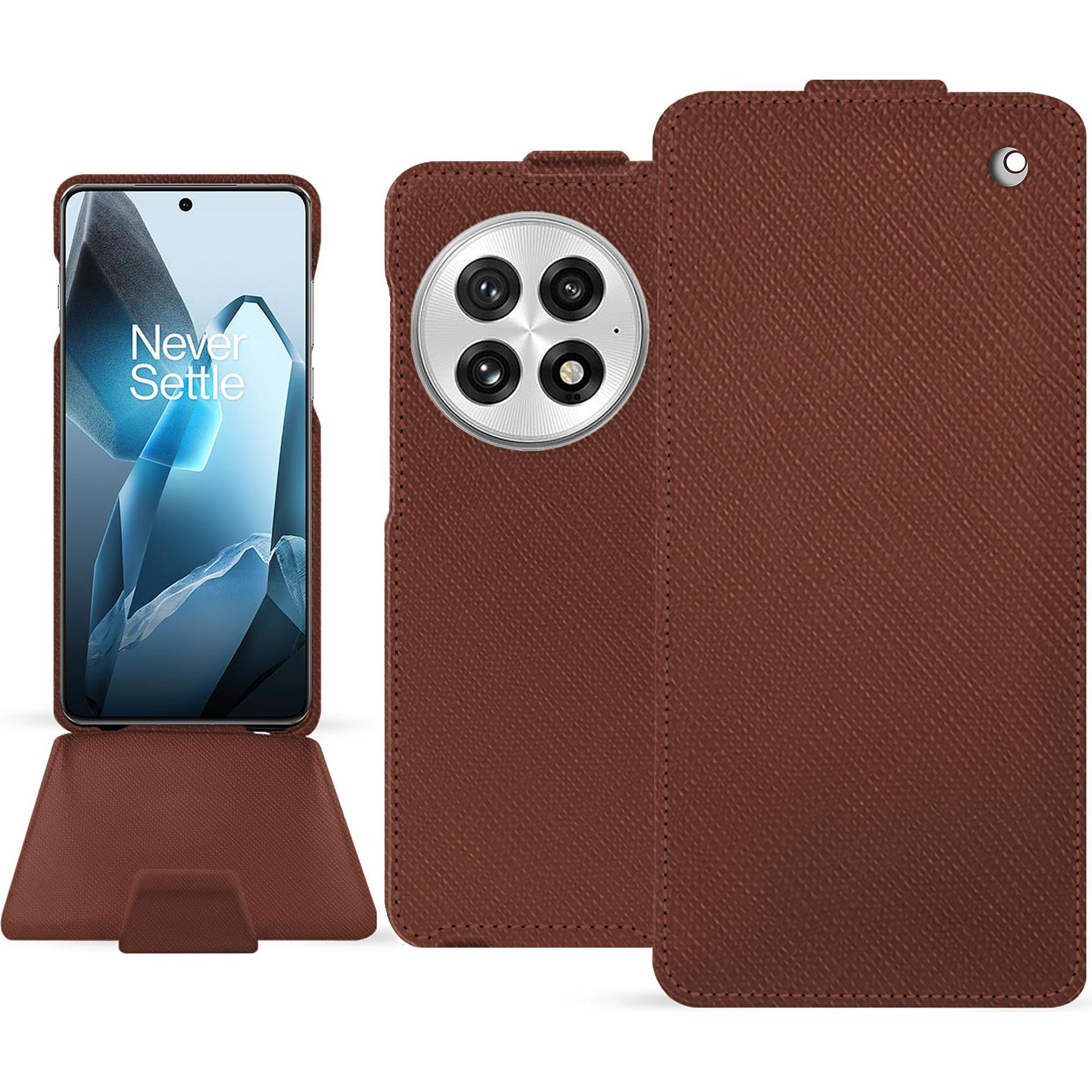 Noreve Lederschutzhülle vertikal (OnePlus 13), Smartphone Hülle, Braun