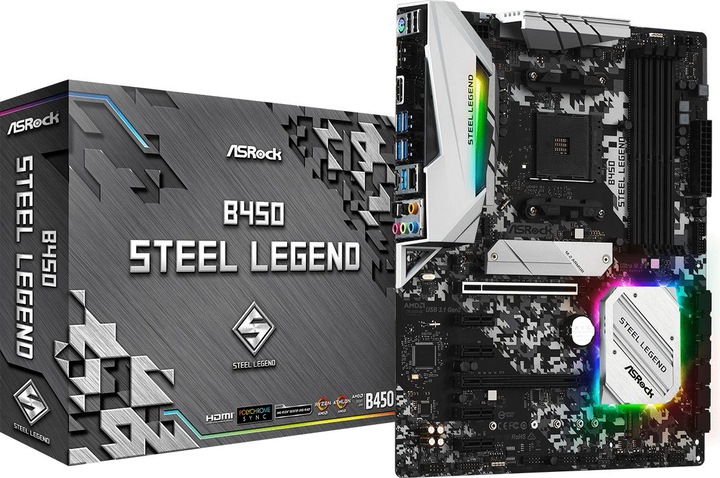 Actual product image AsRock B450 Steel Legend (AM4, AMD B450, ATX)