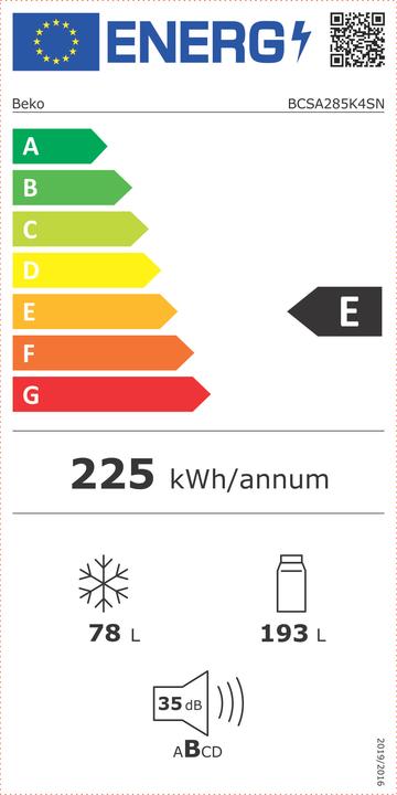 Energie-Label Beko BCSA285K4SN (271 l)