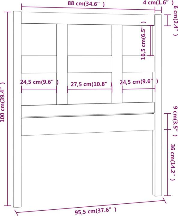 Image du produit vidaXL Kopfteil (95 x 5 x 100 cm)