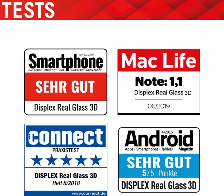 Produktbild Displex Real Glass, Full Cover Panzerglas (1 Stück)