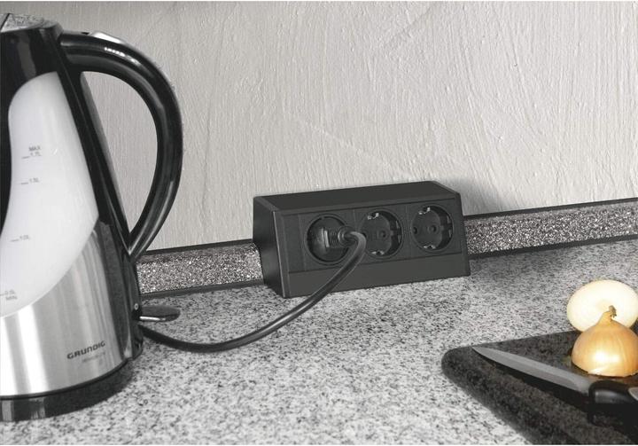 Actual product image Evoline R-Dock socket outlet element 3 x Schuko black (3x, CEE 7/3, 1 m)