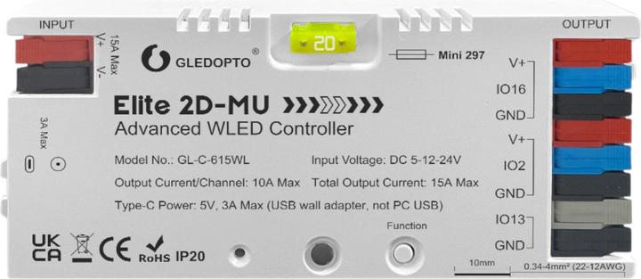 Image du produit Gledopto ESP32 Advanced WLED Controller 15A 5-24V GL-C-615WL