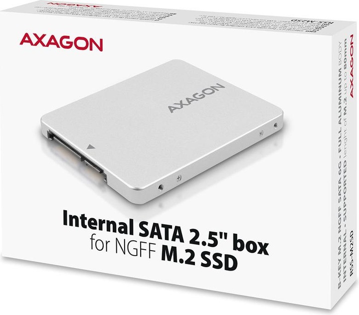 Productafbeelding Axagon RSS-M2SD-behuizing voor M.2 SATA SSD's tot 2280 - Aluminium (M.2 2280)