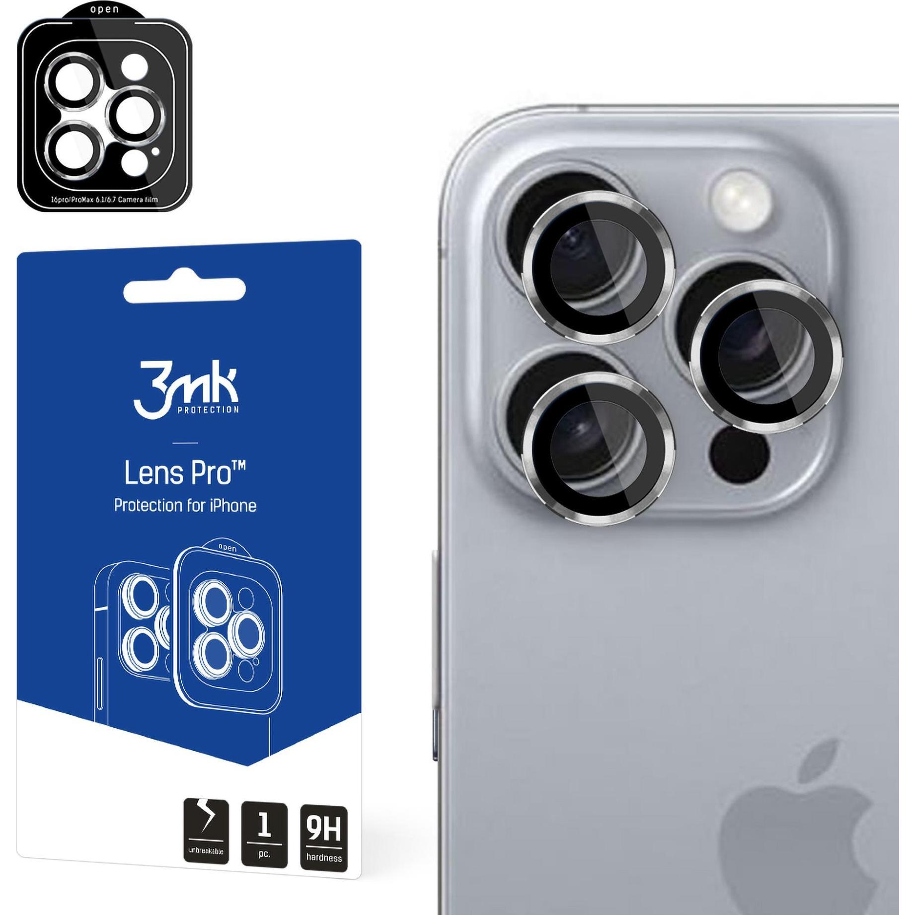 3MK Lens Protection Pro iPhone 16 Pro/ 16 Pro Max Titanium Silver (1 Stück, Apple iPhone 16 Pro, Apple iPhone 16 Pro Max...