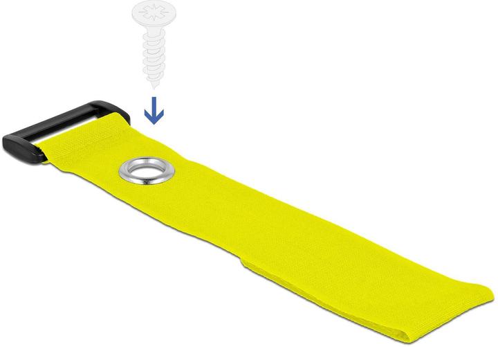 Produktbild Delock Klett-Kabelbinder mit Schlaufe und Befestigungsöse L 280 x B 38 mm gelb 3 Stück (Klettkabelbinder, 280 mm, 3 Stk.)