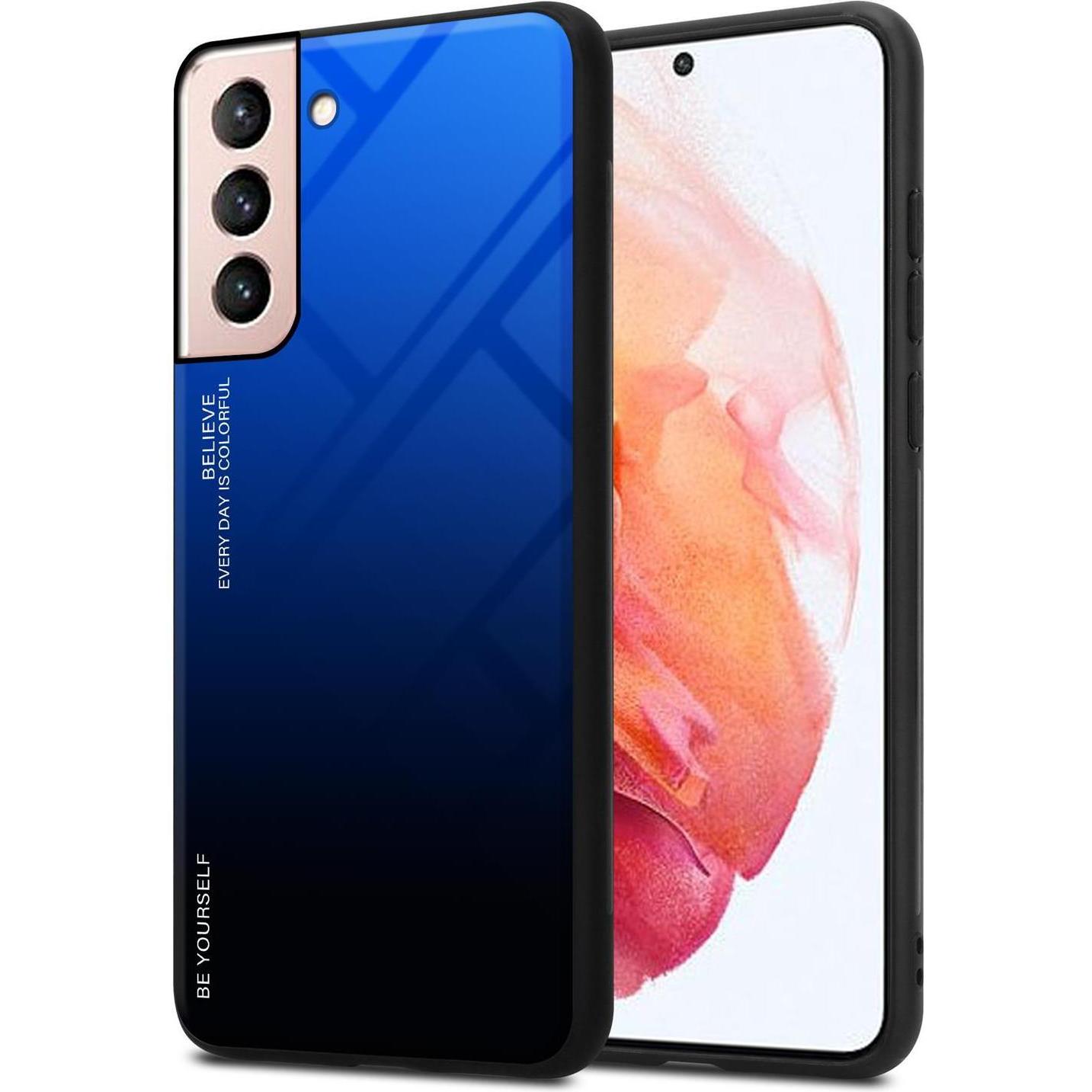 Cadorabo TPU 2 Farben Glas Cover (Samsung Galaxy S21 5G), Smartphone Hülle, Schwarz