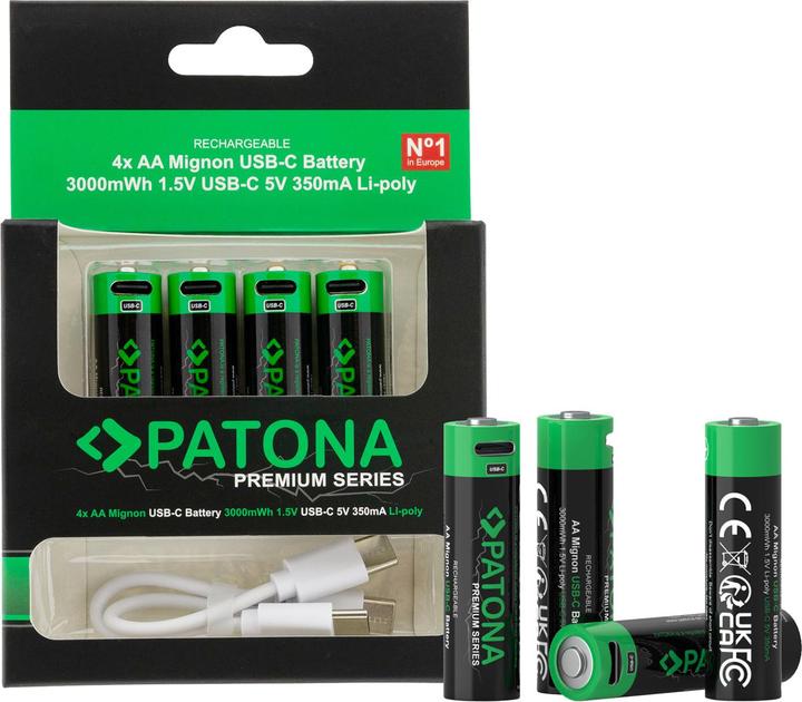 Actual product image Patona Premium 4x Micro AA USB-C (4 pcs., AA, 2000 mAh)