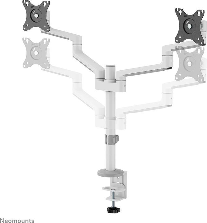 Image du produit Neomounts Support de table dual 100x100 -8kg 17-27"/h?v/inclinaison/pivot/clamp/blanc (Tables, 27", 8 kg)