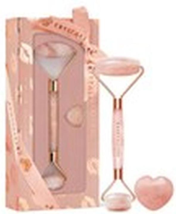 Immagine prodotto Crystallove Set di auto-amore al quarzo rosa - Rullo per il massaggio del viso e strumenti per il massaggio