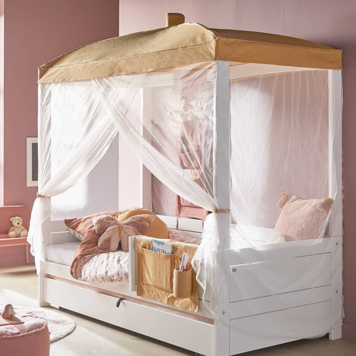 Produktbild Lifetime Kidsrooms Himmelbett mit Gaestebett und Rollboden Honey Glow