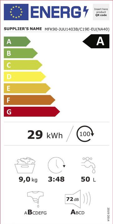 Energie-Label Kibernetik SmartEdition SEW512 9kg Waschmaschine A (9 kg, Links)