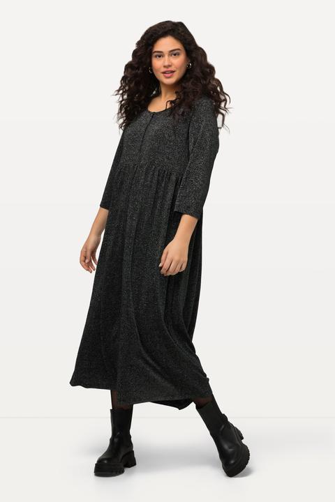 Image du produit Ulla Popken Robe midi en jersey à col rond et manches courtes, effet métallisé (50, 52)
