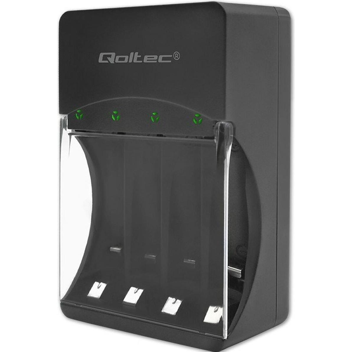 Qoltec 50653 Caricabatterie per Ni-MH tipo R03/AAA R6/AA (AA / LR6 / LR06 / Mignon / R6 / R14505, AAA / LR03 / Micro / R03 / AM4 / MN2400 / KR03), Car