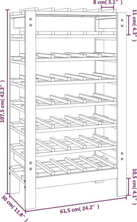 Actual product image vidaXL Weinregal (40 bottles, 61.50 x 30 x 107.50 cm)