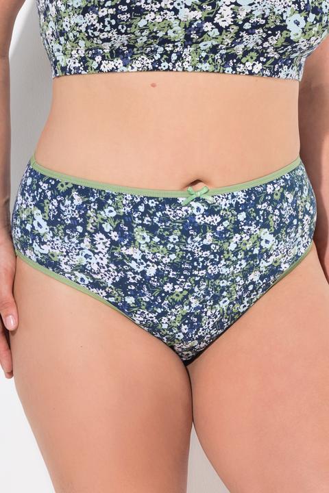 Image du produit Ulla Popken Culottes midi, lot de 5, fleurs/uni, tour de cuisse échancré (42, 44)