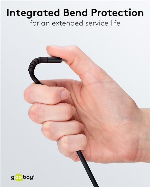 Produktbild Goobay Lightning USB-C Supersoftes Textilkabel mit Metallsteckern, 0,5 m (0.50 m, USB 2.0, 60 W)