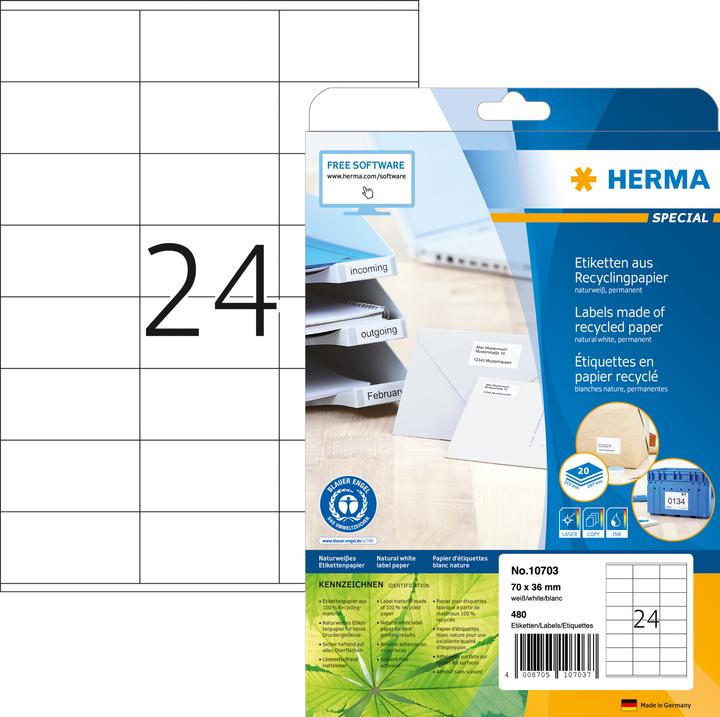 Produktbild HERMA Recycling Adressetiketten A4