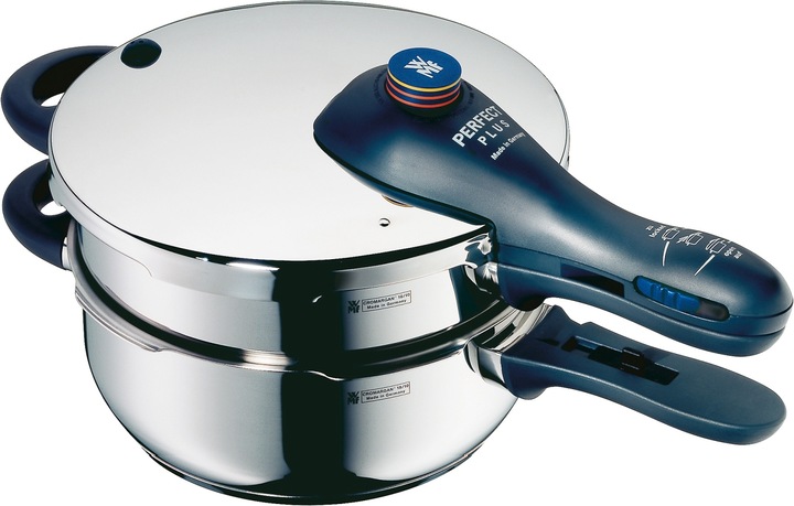 WMF Schnellkochtopf 2tlg 4,5+3,0l Dampfkochtopf Perfect Plus Induktion Edelstahl 18/10 (22 cm, Dampfkochtopf)