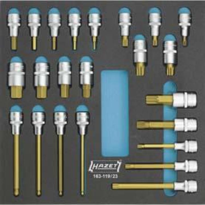 HAZET Serie di inserti chiave a bussola per giraviti 163-119/23 ∙ Attacco quadro, cavo, 12,5 mm (1/…