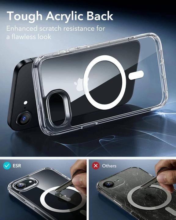 Actual product image ESR Classic Hybrid Halolock MagSafe iPhone 16e Case - Clear (Apple iPhone 16e, Apple iPhone 17e)