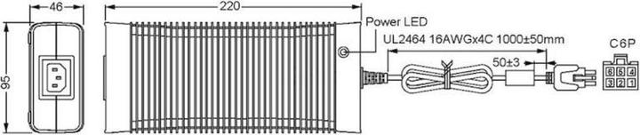 Produktbild MeanWell MEAN WELL GST280A48-C6P, 85 - 264 V, 280 W, 48 V, RoHS, 95 mm, 220 mm