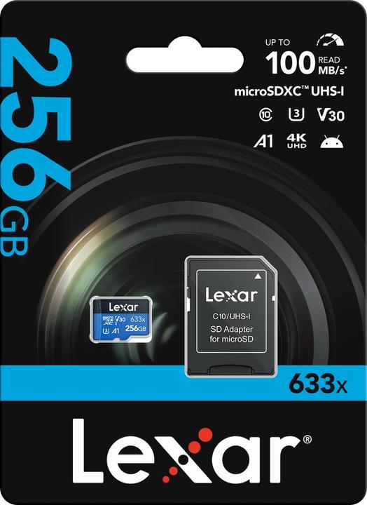 Immagine prodotto Lexar High-Performance 633x microSDXC UHS-I U3 (256 GB, microSDXC, U3, UHS-I)