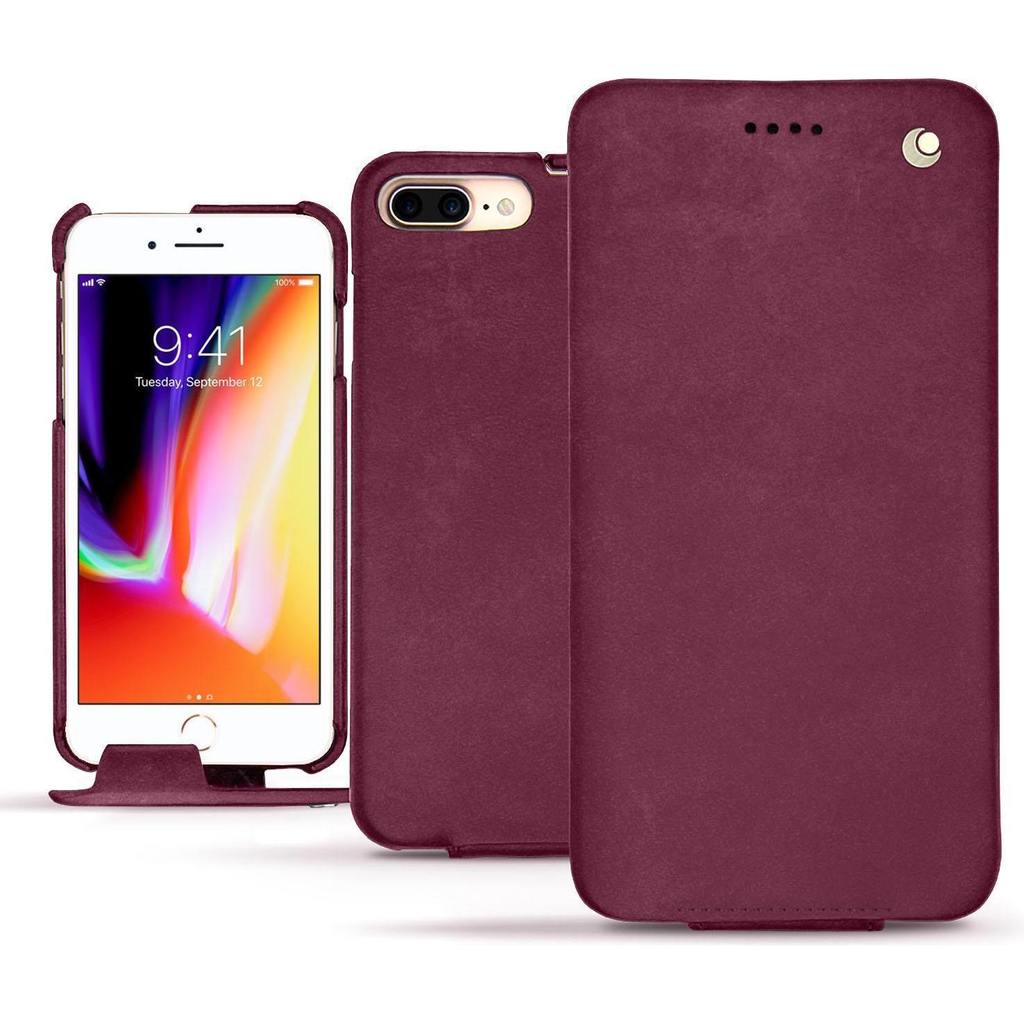 Noreve Lederschutzhülle vertikal (Apple iPhone 8 Plus), Smartphone Hülle, Violett