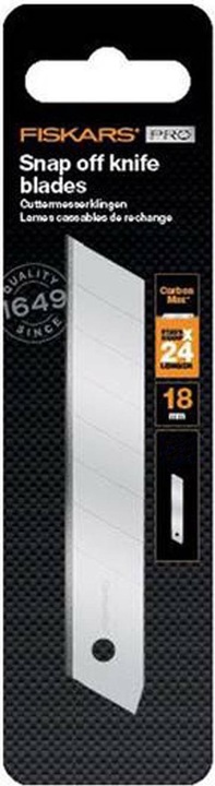 Produktbild Fiskars Abbrechklingen, Für Cuttermesser, 18mm, Rostfreier Stahl, 10er Pack, CarbonMax, 1048 (Ersatzklinge)