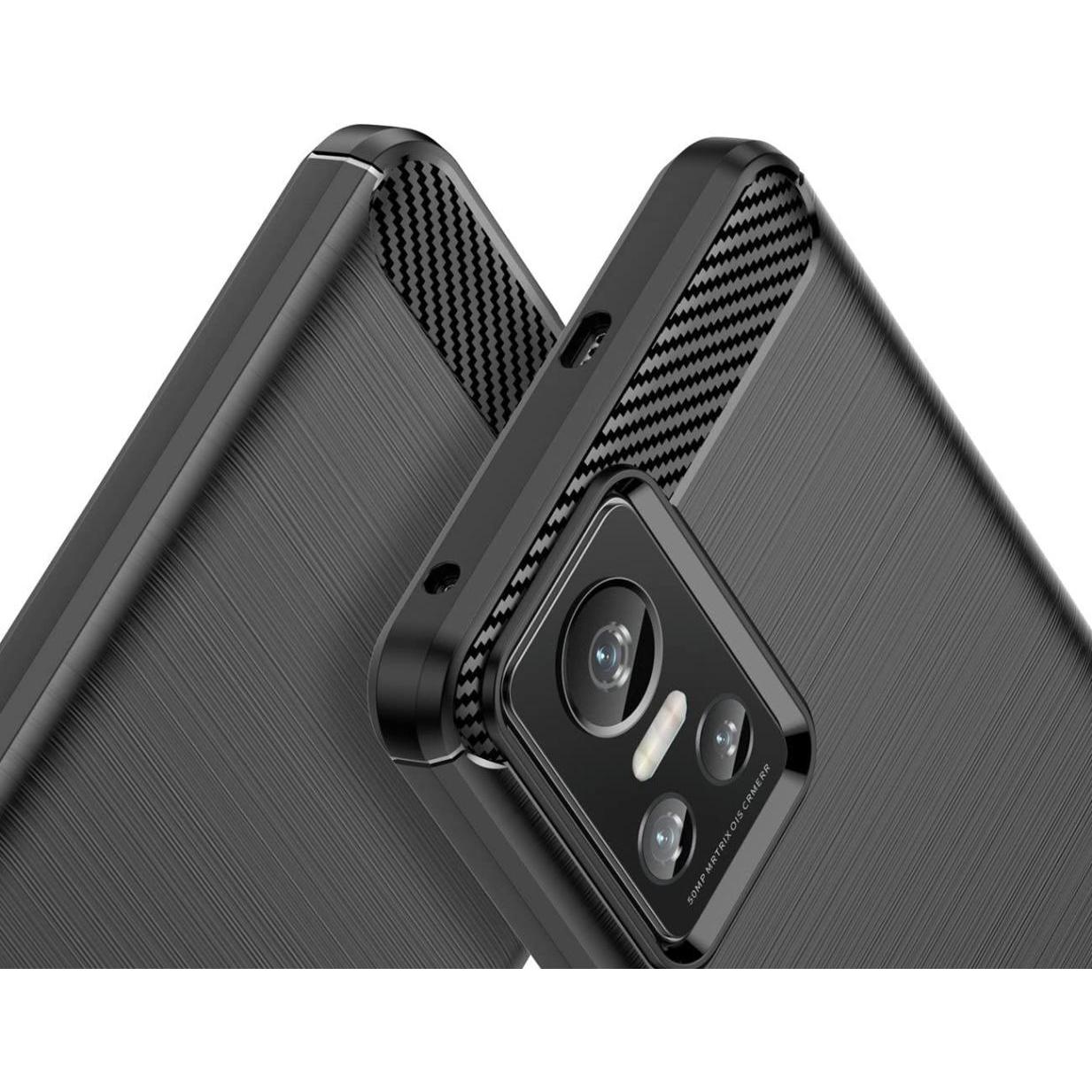 Thumbnail - Screenguard Realme GT Neo 3 Hülle Carbon Brushed Soft TPU (Realme GT Neo 3), Smartphone Hülle, Schwarz