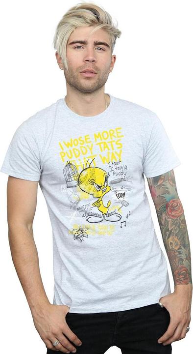 Actual product image Looney Tunes Mens More Puddy Tats Tweety Cotton T-Shirt (XL)